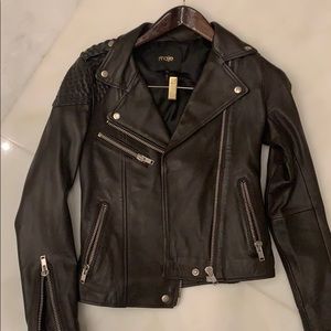 Maje Leather Jacket Brown/Black size 36! like new